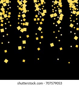Gold texture glitter on a black background. Abstraction of golden confetti on a black background. Element of design. Vector illustration. EPS 10.