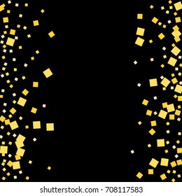 Gold texture glitter on a black background. Abstraction of golden confetti on a black background. Element of design. Vector illustration. EPS 10.