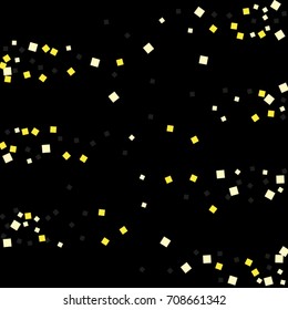 Gold texture glitter on a black background. Abstraction of golden confetti on a black background. Element of design. Vector illustration. EPS 10.