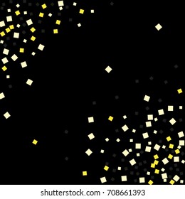 Gold texture glitter on a black background. Abstraction of golden confetti on a black background. Element of design. Vector illustration. EPS 10.