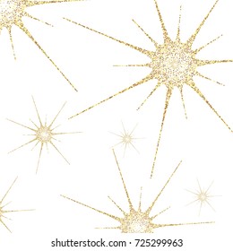 Gold texture glitter on a black background. Holiday background. A golden explosion of confetti. Element of design. Vector illustration, EPS 10.