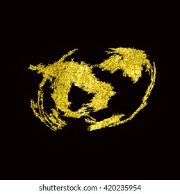 Gold Texture. Hand drawn brush stroke vector design element.