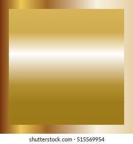 Gold texture horizontal square pattern in frame. Light realistic, shiny, metallic golden gradient template. Abstract fashion metal decoration. Design for sale, background Vector Illustration