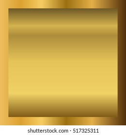 Gold texture horizontal square pattern in frame. Light realistic, shiny, metallic golden gradient template. Abstract fashion metal decoration. Design for award, sale, background Vector Illustration