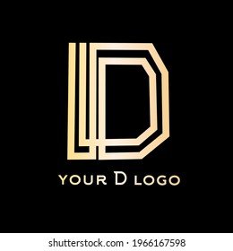 Gold texture gold letter D logo vector