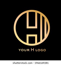 Gold texture gold letter H logo vector