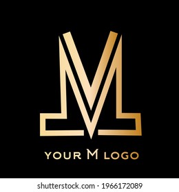 Gold texture gold letter M logo vector