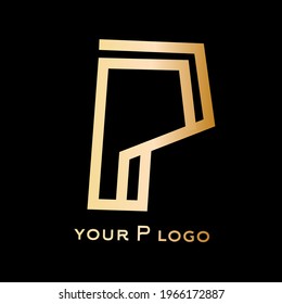 Gold texture gold letter P logo vector