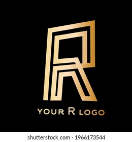 Letras doradas de textura de oro R vector de logotipo