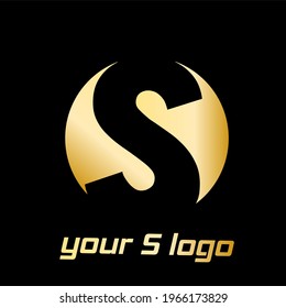 Gold texture gold letter S logo vector