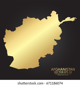 Gold texture map of Afghanistan - abstract metal empty golden gradient template. Vector illustration eps 10.