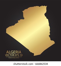 Gold texture map of Algeria - abstract metal empty golden gradient template. Vector illustration eps 10.