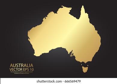 Gold texture map of Australia - abstract metal empty golden gradient template. Vector illustration eps 10.