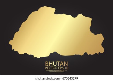 Gold texture map of Bhutan - abstract metal empty golden gradient template. Vector illustration eps 10.