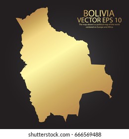 Gold texture map of Bolivia - abstract metal empty golden gradient template. Vector illustration eps 10.