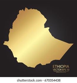 Gold texture map of Ethiopia - abstract metal empty golden gradient template. Vector illustration eps 10.