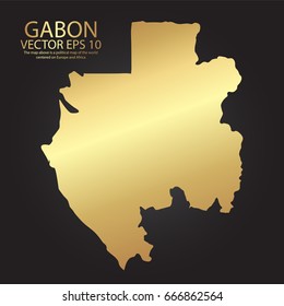 Gold texture map of Gabon - abstract metal empty golden gradient template. Vector illustration eps 10.