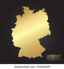 Gold texture map of Germany - abstract metal empty golden gradient template. Vector illustration eps 10.