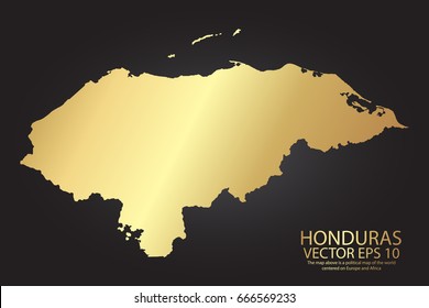 Gold texture map of Honduras - abstract metal empty golden gradient template. Vector illustration eps 10.
