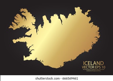 Gold texture map of Iceland - abstract metal empty golden gradient template. Vector illustration eps 10.