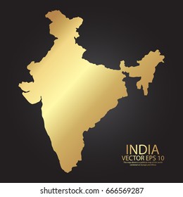 Gold Texture Map Of India - Abstract Metal Empty Golden Gradient Template. Vector Illustration Eps 10.