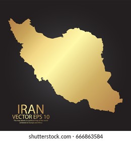 Gold texture map of Iran - abstract metal empty golden gradient template. Vector illustration eps 10.