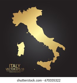 Gold texture map of Italy - abstract metal empty golden gradient template. Vector illustration eps 10.