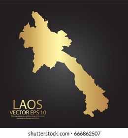 Gold texture map of Laos - abstract metal empty golden gradient template. Vector illustration eps 10.