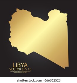 Gold texture map of Libya - abstract metal empty golden gradient template. Vector illustration eps 10.