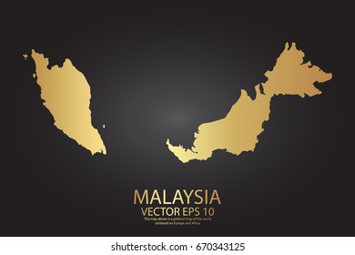 Gold texture map of Malaysia - abstract metal empty golden gradient template. Vector illustration eps 10.