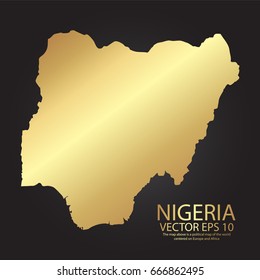 Gold texture map of Nigeria - abstract metal empty golden gradient template. Vector illustration eps 10.