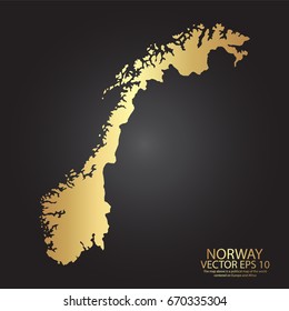 Gold texture map of Norway - abstract metal empty golden gradient template. Vector illustration eps 10.