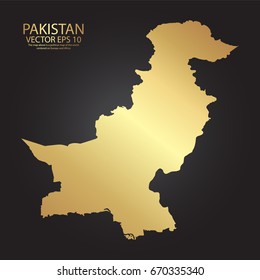 Gold texture map of Pakistan - abstract metal empty golden gradient template. Vector illustration eps 10.