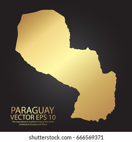 Gold texture map of Paraguay - abstract metal empty golden gradient template. Vector illustration eps 10.