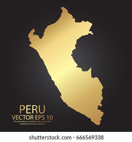Gold texture map of Peru - abstract metal empty golden gradient template. Vector illustration eps 10.
