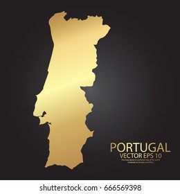 Gold texture map of Portugal - abstract metal empty golden gradient template. Vector illustration eps 10.