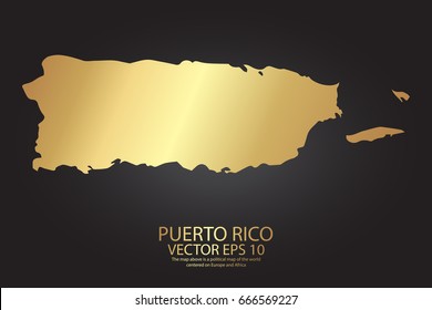 Gold texture map of Puerto Rico - abstract metal empty golden gradient template. Vector illustration eps 10.