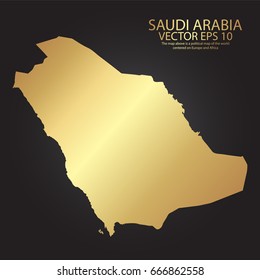 Gold texture map of Saudi Arabia - abstract metal empty golden gradient template. Vector illustration eps 10.