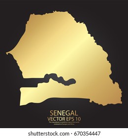 Gold texture map of Senegal - abstract metal empty golden gradient template. Vector illustration eps 10.