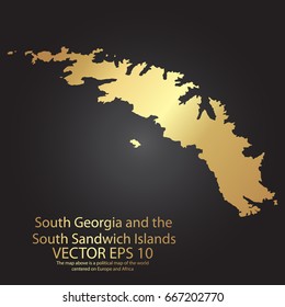 Gold texture map of South Georgia and the South Sandwich Islands - abstract metal empty golden gradient template. Vector illustration eps 10.