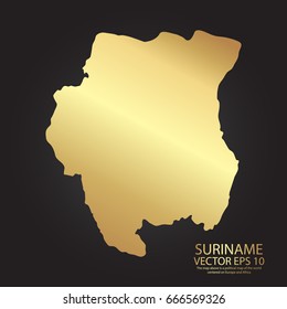 Gold texture map of Suriname - abstract metal empty golden gradient template. Vector illustration eps 10.
