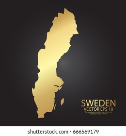 Gold texture map of Sweden - abstract metal empty golden gradient template. Vector illustration eps 10.