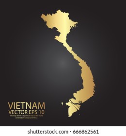 Gold texture map of Vietnam - abstract metal empty golden gradient template. Vector illustration eps 10.