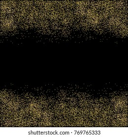Gold texture on black background, frame, border, vector
