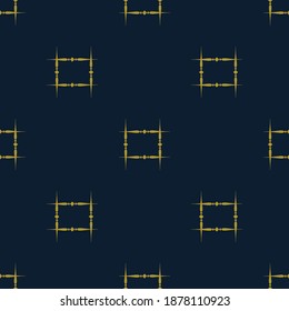 Goldstruktur auf dunkelblauem Hintergrund. Nahtloses geometrisches Muster. Abstraktes, nahtloses Vektormuster. Geometrischer Hintergrund mit Quadraten. Abstraktes geometrisches Muster.