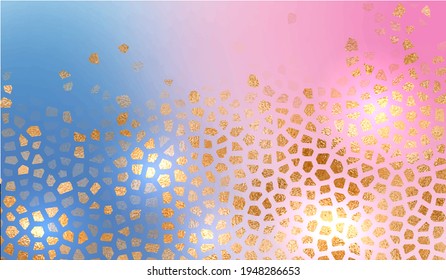 Texture dorée sur fond dégradé. Peigne de miel doré avec place pour texte. Mariage, arrière-plan doré, rouge avec bleu. OEuvre abstraite de ligne dorée, textures pour couvertures, invitations. Illustration vectorielle.