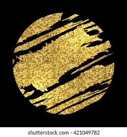 Gold texture paint stain. Gold glitter vector illustration. 