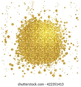 Gold texture paint stain. Gold glitter vector illustration.