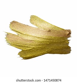 Gold Texture Paint Stain Illustration. Hand drawn brush stroke design elements. Abstract gold glittering textured art. Vector illustration.