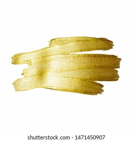 Gold Texture Paint Stain Illustration. Hand drawn brush stroke design elements. Abstract gold glittering textured art. Vector illustration.